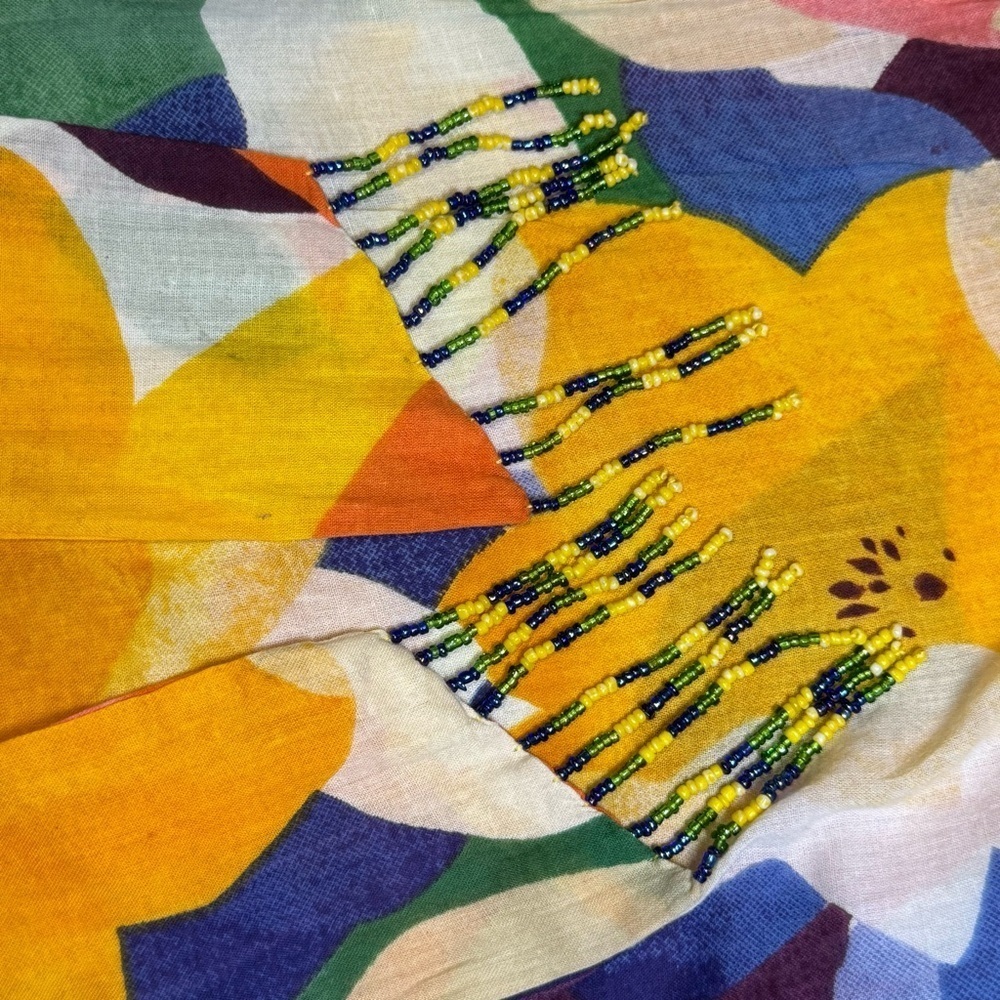 🌻 True Destinations Print Voile Cover Up Kimono Tropical Resort Boho Medium* - Picture 11 of 12